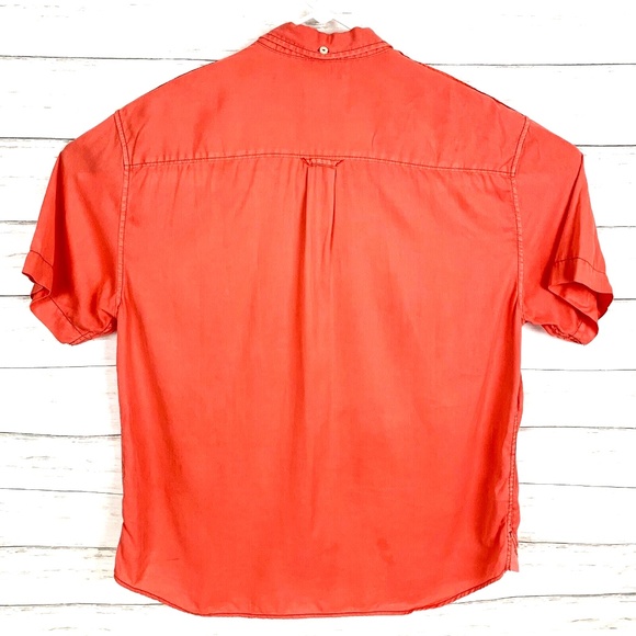 Tommy Bahama Jeans Island Crafted Mens Short Sleeve Button Front Shirt Orange XL - Picture 2 of 7